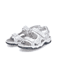 Mehrfarbige Rieker Damen Trekkingsandalen 68872-90 mit einem Klettverschluss. Schuhpaar seitlich schräg.