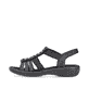 Schwarze Rieker Damen Riemchensandalen 60809-00 mit einem Gummizug. Schuh Außenseite.