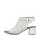 Weiße Rieker Riemchensandaletten 64772-80 mit einem Klettverschluss. Schuh Außenseite.