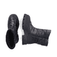 
Glanzschwarze Rieker Damen Kurzstiefel Y9380-00 mit einer leichten Profilsohle. Schuhpaar von oben.