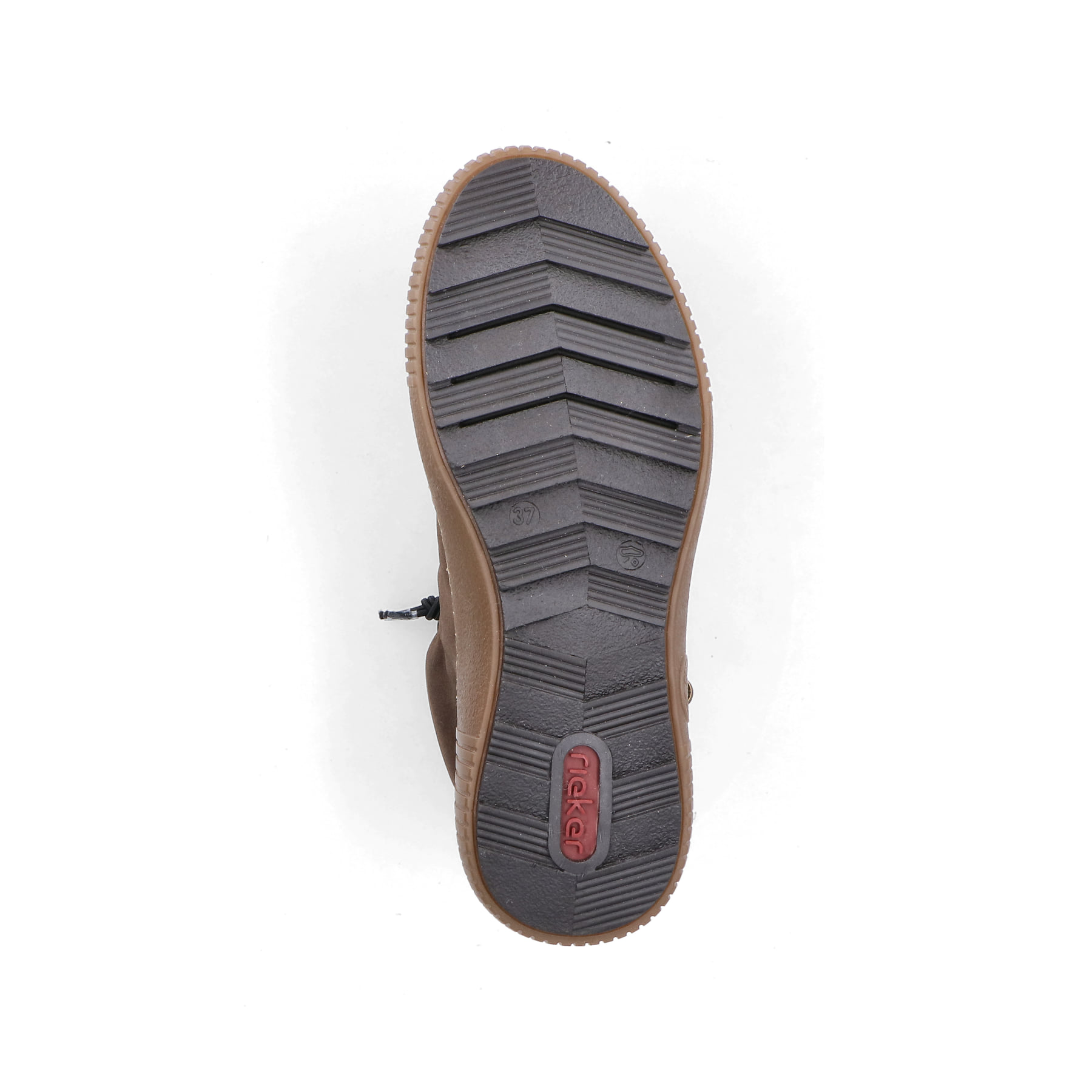 Dunkelbraune Rieker Damen Kurzstiefel Z6660-25 mit einem Reißverschluss. Schuh Laufsohle.