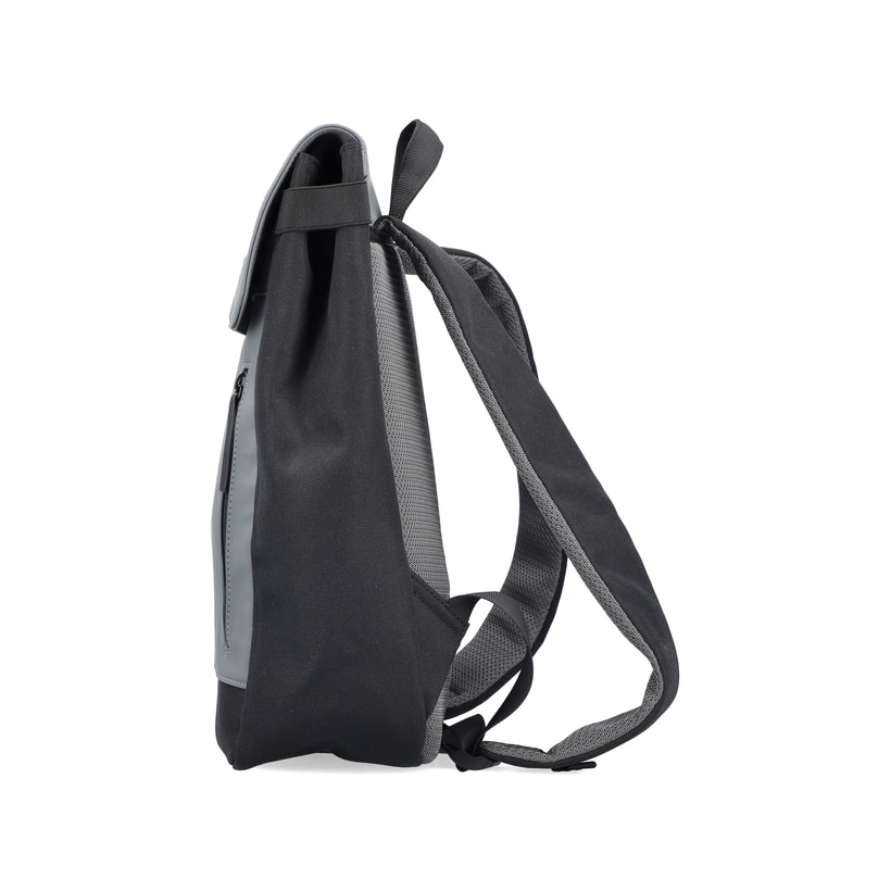 Sac à dos Rieker H5100-42 en gris avec fermeture velcro et compartiment rembourré pour ordinateur portable. Côté droit.