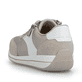 Beigeweiße Rieker Damen Schnürschuhe N1103-90 mit metallischem Finish. Schuh von hinten.
