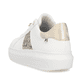 Weiße Rieker Damen Sneaker Low W1202-82 mit einer Schnürung. Schuh von hinten.
