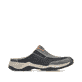 Graue Rieker Herren Clogs 08050-45 mit einem Gummizug sowie der Komfortweite G. Schuh Innenseite.