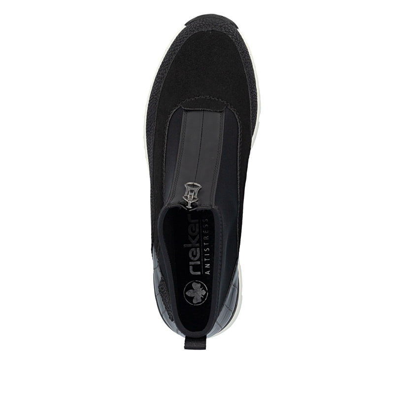 Baskets montantes Rieker noires pour femme N6352-00 avec fermeture éclair. Semelle extérieure de la chaussure.