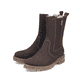 Dunkelbraune Rieker Damen Chelsea Boots 73260-25 mit einem Reißverschluss. Schuhpaar seitlich schräg.