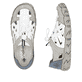 Weiße Rieker Damen Slipper L0358-80 mit Gummizug sowie extra weicher Decksohle. Schuh von oben, liegend.