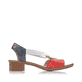 Rote Rieker Riemchensandaletten 62662-35 mit einem Gummizug. Schuh Innenseite.
