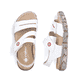Weiße Rieker Damen Riemchensandalen V5151-80 aus Glattleder. Schuh von oben, liegend.