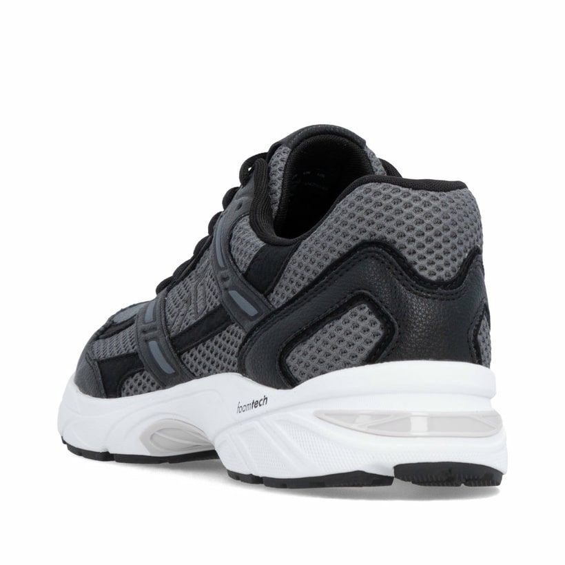 Graue Rieker Herren Sneaker Low U4200-45 mit Schnürung sowie flexibler Sohle. Schuh von hinten.