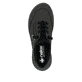 Graue Rieker Damen Slipper 51568-45 mit Gummischnürung sowie geprägtem Logo. Schuh von oben.