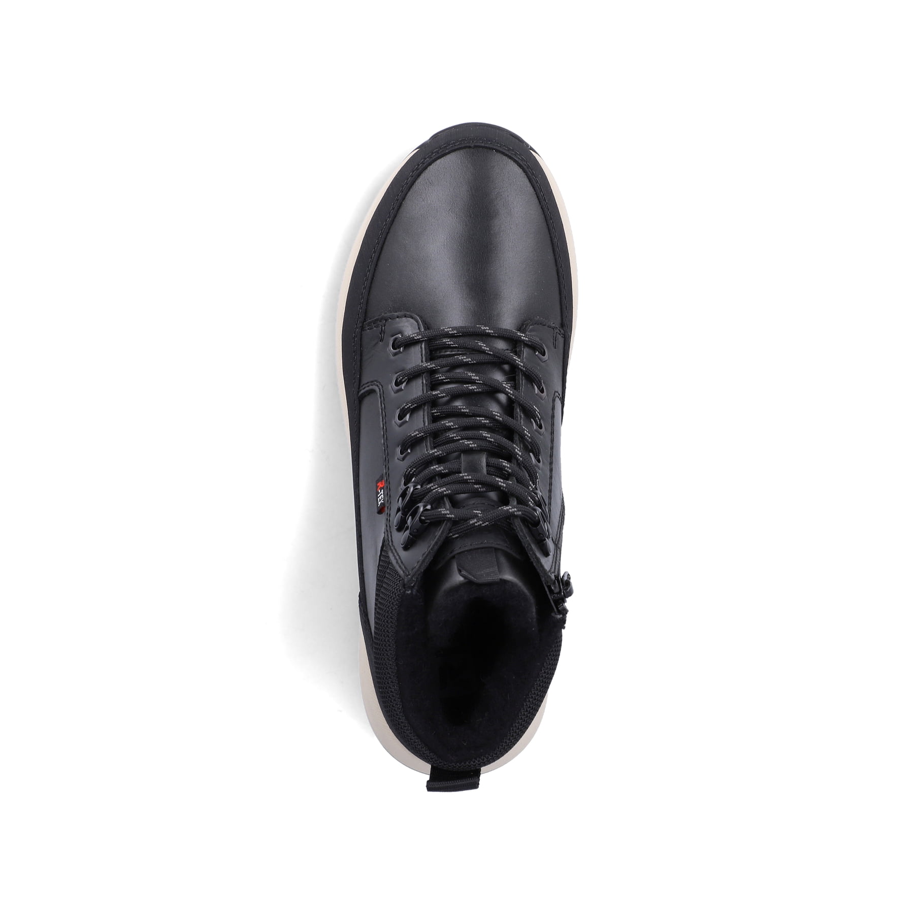 Schwarze Rieker Herren Schnürstiefel U1674-00 aus Glattleder. Schuh von oben.