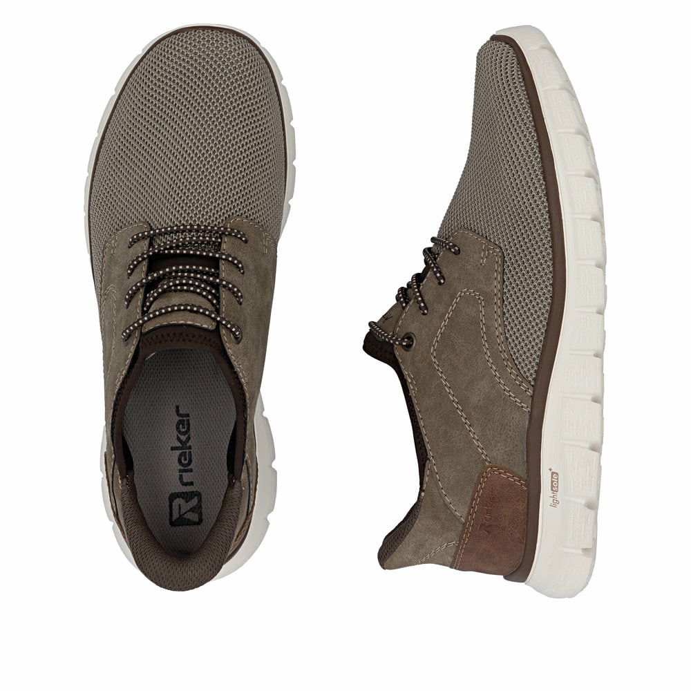 Beige Rieker Herren Slipper B6658-64 mit Ready2GO easy in Feature sowie Gummizug. Schuh von oben, liegend.