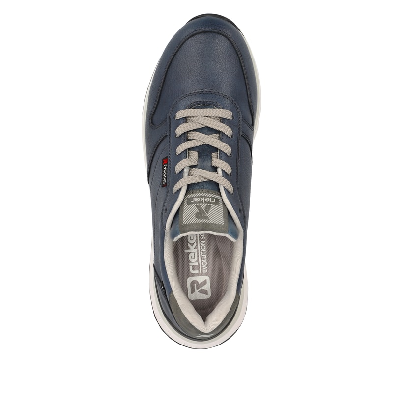 Rieker baskets basses bleues femmes 42500-14 avec une semelle flexible. Chaussure vue de dessus.