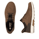 Braune Rieker Herren Slipper B3357-24 mit easy Hineinschlüpf-Möglichkeit. Schuh von oben, liegend.