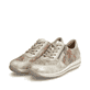 Mehrfarbige Rieker Damen Sneaker Low N1112-91 mit einem Reißverschluss. Schuhpaar seitlich schräg.