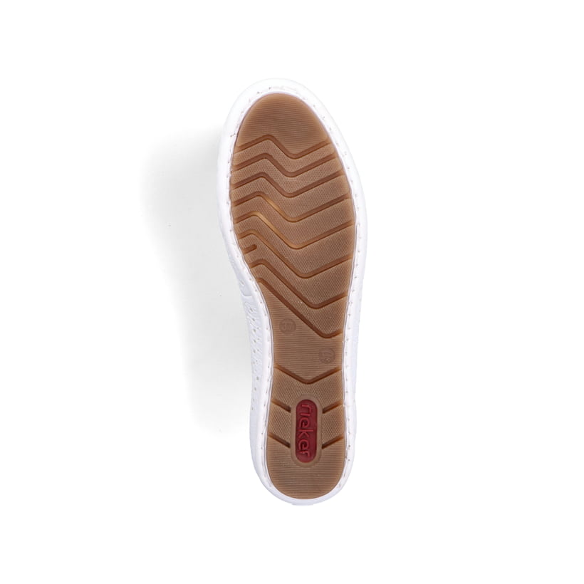 Rieker mocassins blancs pour femmes 46885-80. Semelle extérieure de la chaussure.
