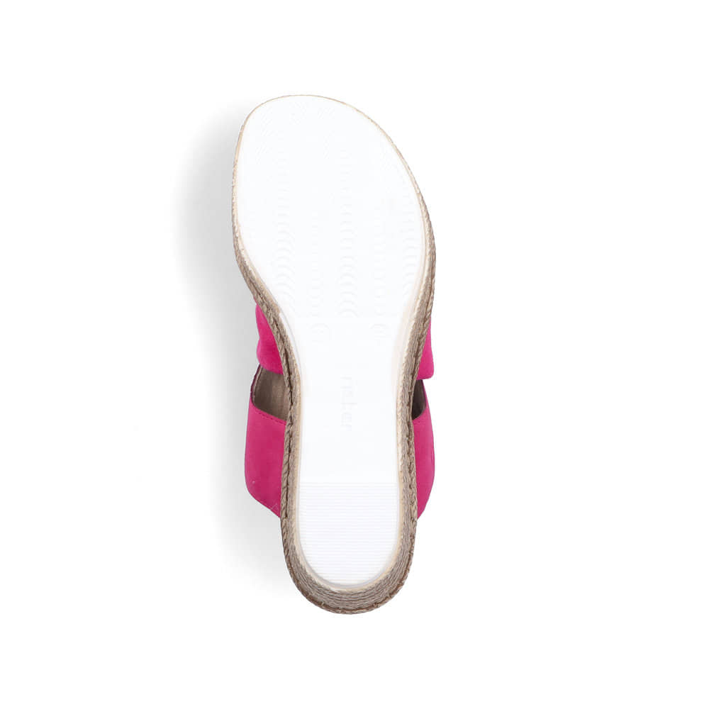 Rosane Rieker Damen Pantoletten 68789-31 mit dekorativer Schleife sowie Gummizug. Schuh Laufsohle.