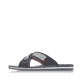 Blaue Rieker Herren Pantoletten 21539-14 mit Komfortweite G sowie leichter Sohle. Schuh Außenseite.