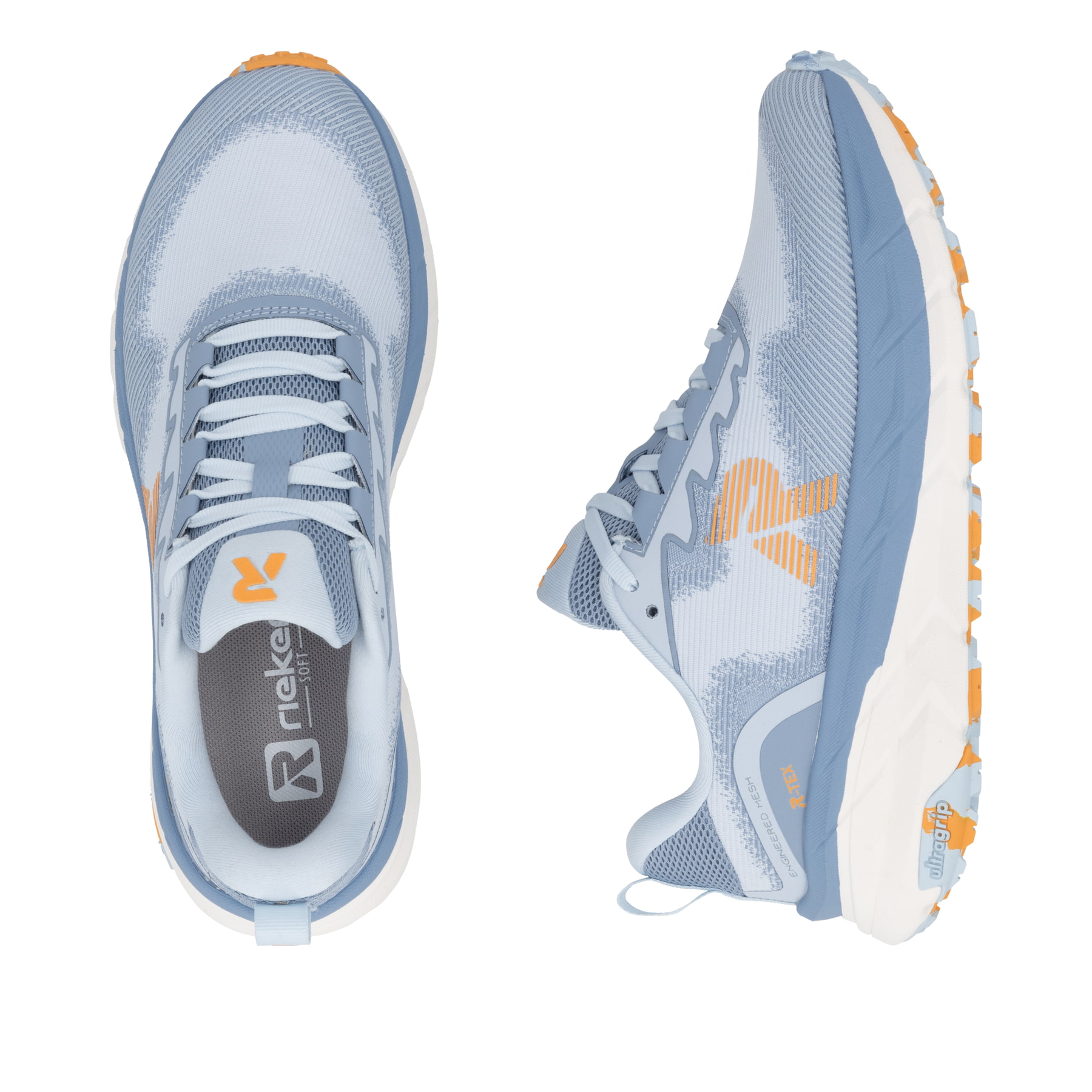 Blaue Rieker Sport Damen Sneaker Low W4500-12. Schuh von oben, liegend.
