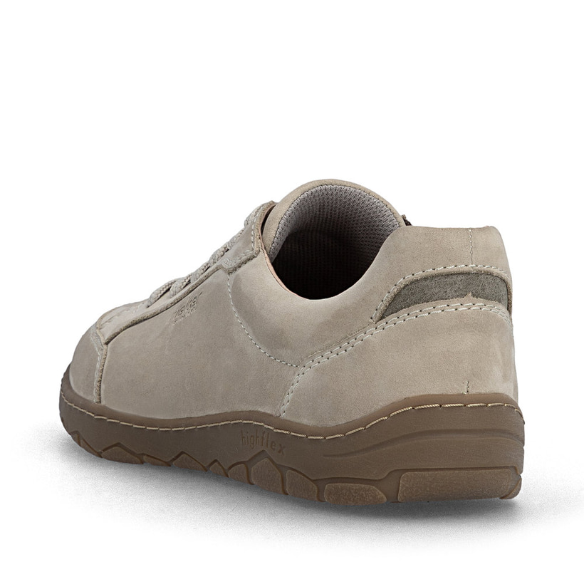 Beige Rieker Herren Schnürschuhe 08300-62 aus Rauleder, Barfußschuhe. Schuh von hinten.