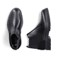 Schwarze Rieker Herren Chelsea Boots F2750-00 aus Glattleder mit Reißverschluss. Schuh von oben, liegend.