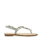 Reinweiße Rieker Keilsandaletten 64159-80 mit einem Klettverschluss. Schuh Außenseite gespiegelt.