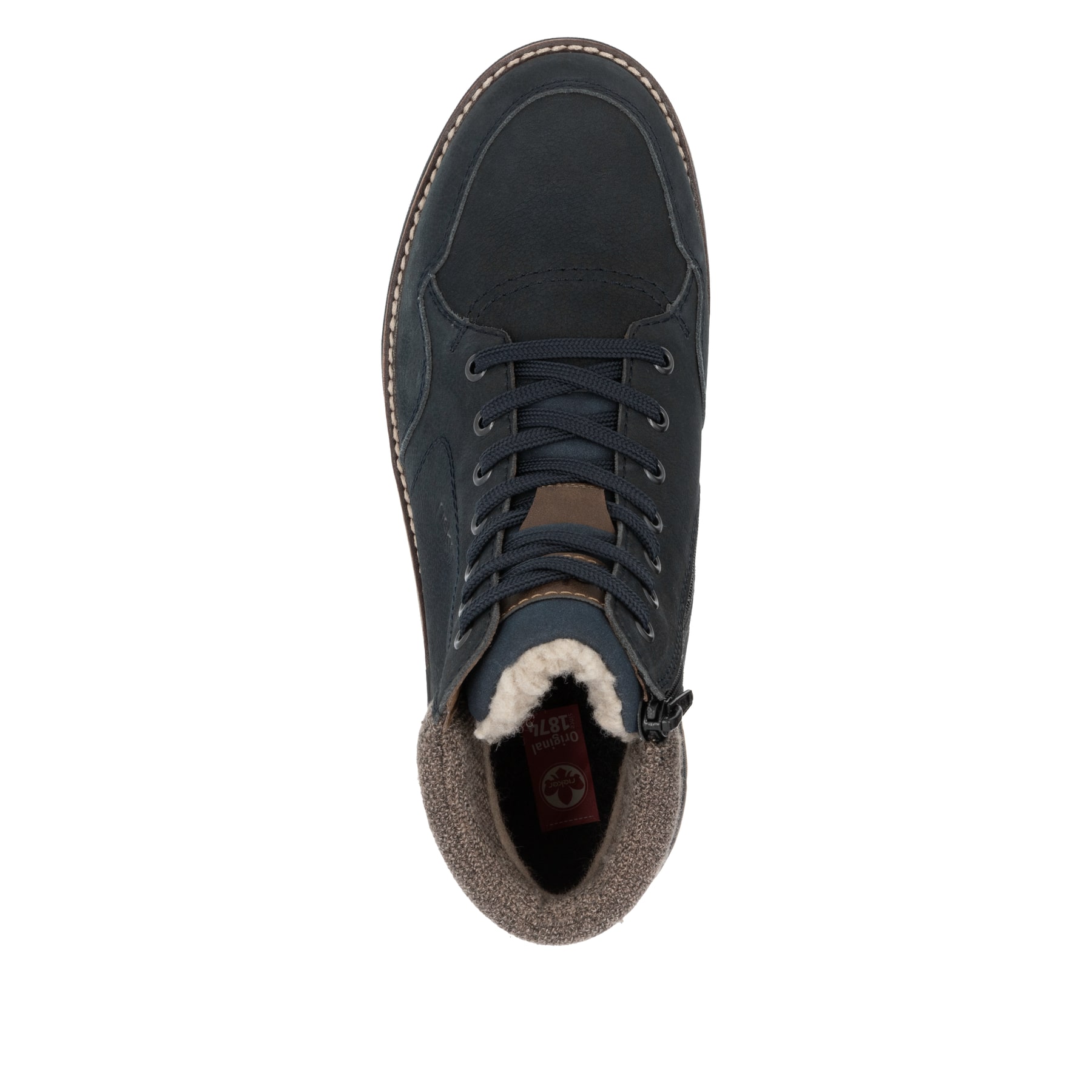 Bottes à lacets Rieker bleues pour homme 32344-14 avec membrane RiekerTEX. Chaussure vue de dessus.