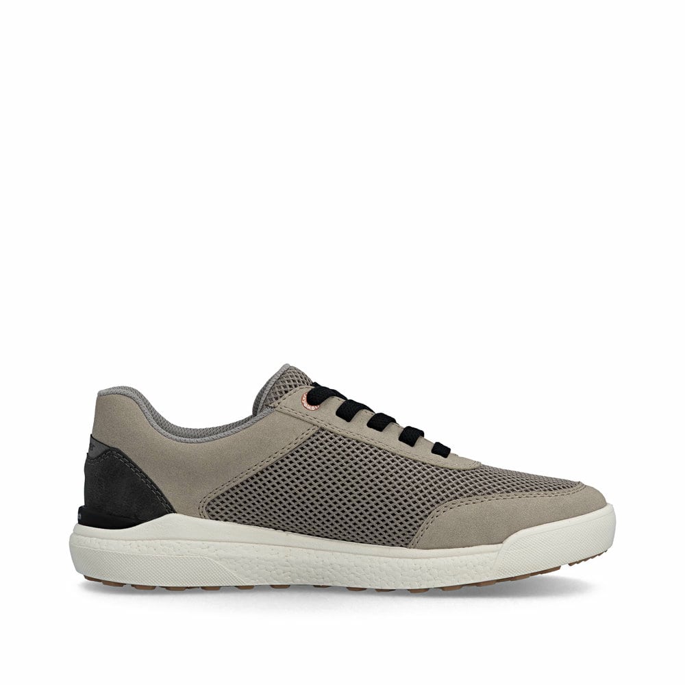 Beige Rieker Herren Sneaker Low U1150-64 mit Schnürung sowie der Komfortweite G. Schuh Innenseite.