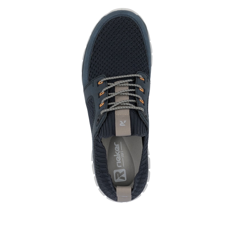 Blaue Rieker Herren Sneaker Low 04351-14 mit Gummizug sowie ultraleichter Sohle. Schuh von oben.