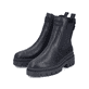 Schwarze Rieker Damen Chelsea Boots Z9460-00 mit wasserabweisender TEX-Membran. Schuhpaar seitlich schräg.