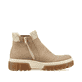 
Nougatbraune Rieker Damen Kurzstiefel X8661-24 mit einer robusten Profilsohle. Schuh seitlich schräg