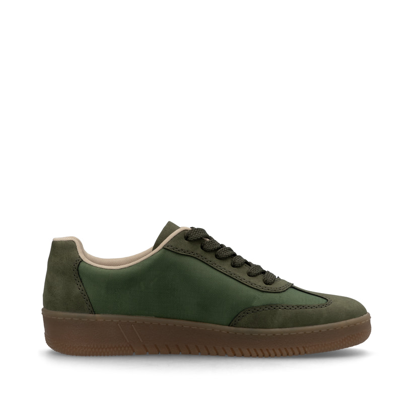 Grüne vegane Rieker Damen Sneaker Low M5512-54 mit einer Schnürung. Schuh Innenseite.