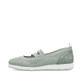 Grüne Rieker Ballerinas L3053-52 mit Gummizug sowie herausnehmbarer Einlegesohle. Schuh Außenseite.