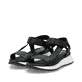 Schwarze Rieker Damen Trekkingsandalen W2951-00 mit einem Klettverschluss. Schuhpaar seitlich schräg.