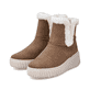 Weiße Rieker Damen Slipper N2162-80 mit Gummischnürung sowie geprägtem Logo. Schuh Außenseite gespiegelt.