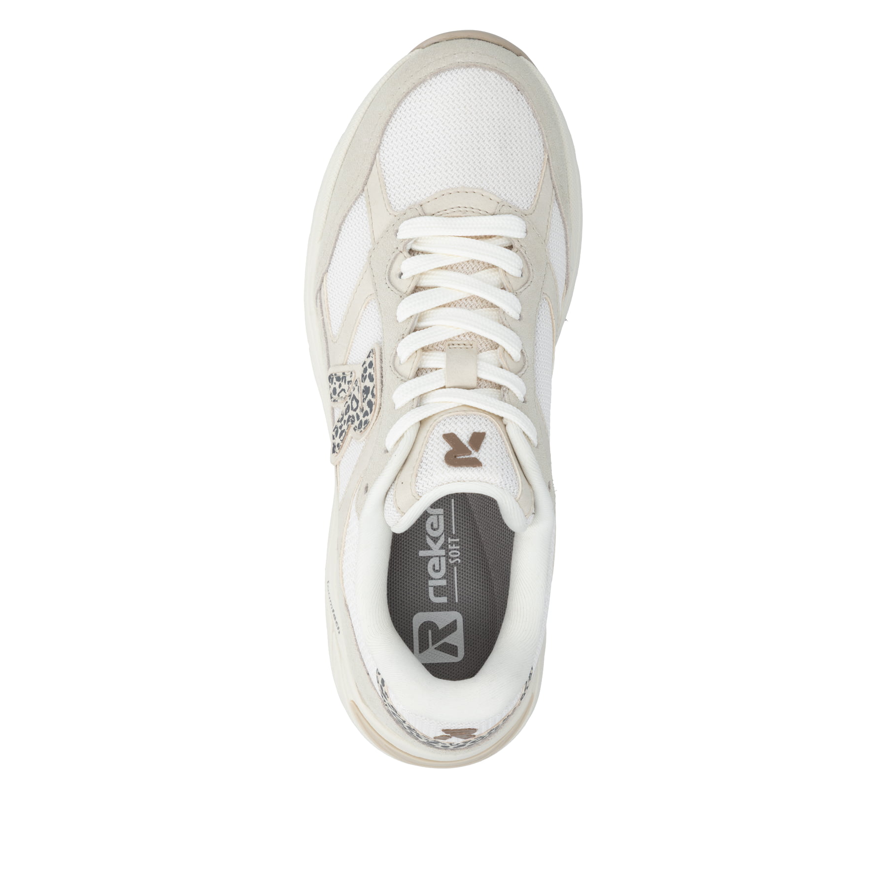 Weisse Rieker Sport Damen Sneaker Low W4201-80. Schuh von oben.