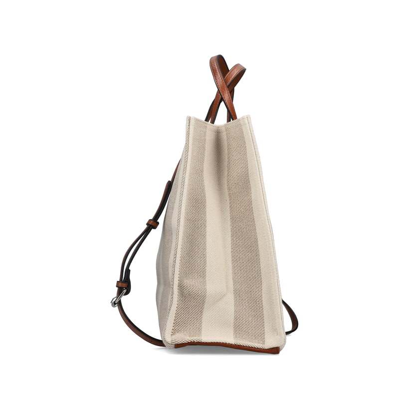 Sac à main Rieker H1074-90 beige avec fermeture éclair et sangle d’épaule amovible et ajustable. Ouvert.