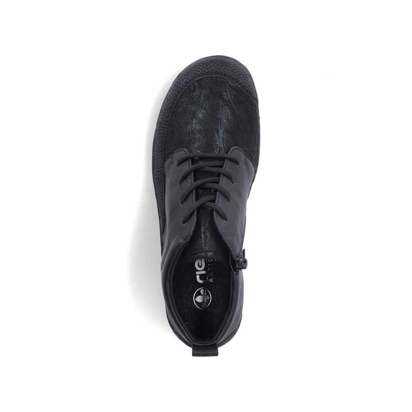 Champagnerfarbene Rieker Damen Slipper 487C0-60 mit einem Klettverschluss. Schuh Außenseite gespiegelt.