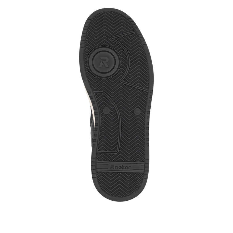 Baskets montantes Rieker noires pour femme W1970-00. Semelle extérieure de la chaussure.