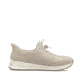 Beige Rieker Damen Slipper N1455-62 mit easy Hineinschlüpf-Möglichkeit. Schuh Innenseite.