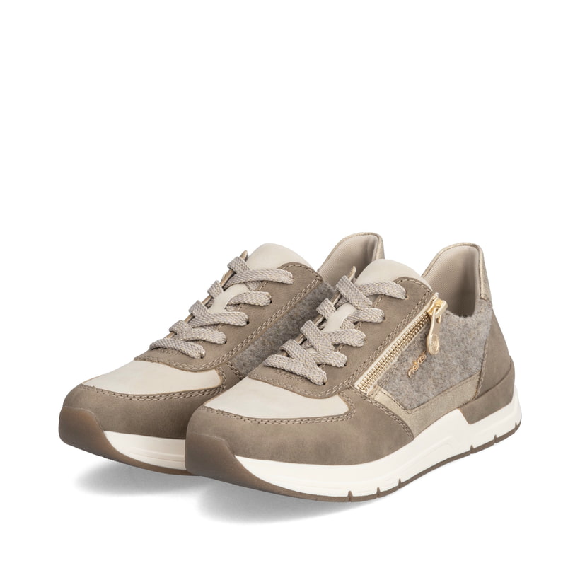 Magentafarbene Rieker Damen Schnürschuhe 58822-31 mit einem Reißverschluss. Schuh Außenseite gespiegelt.