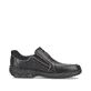 Schwarze Rieker Herren Slipper 19961-03 mit Elastikeinsatz sowie Komfortweite G. Schuh Innenseite.
