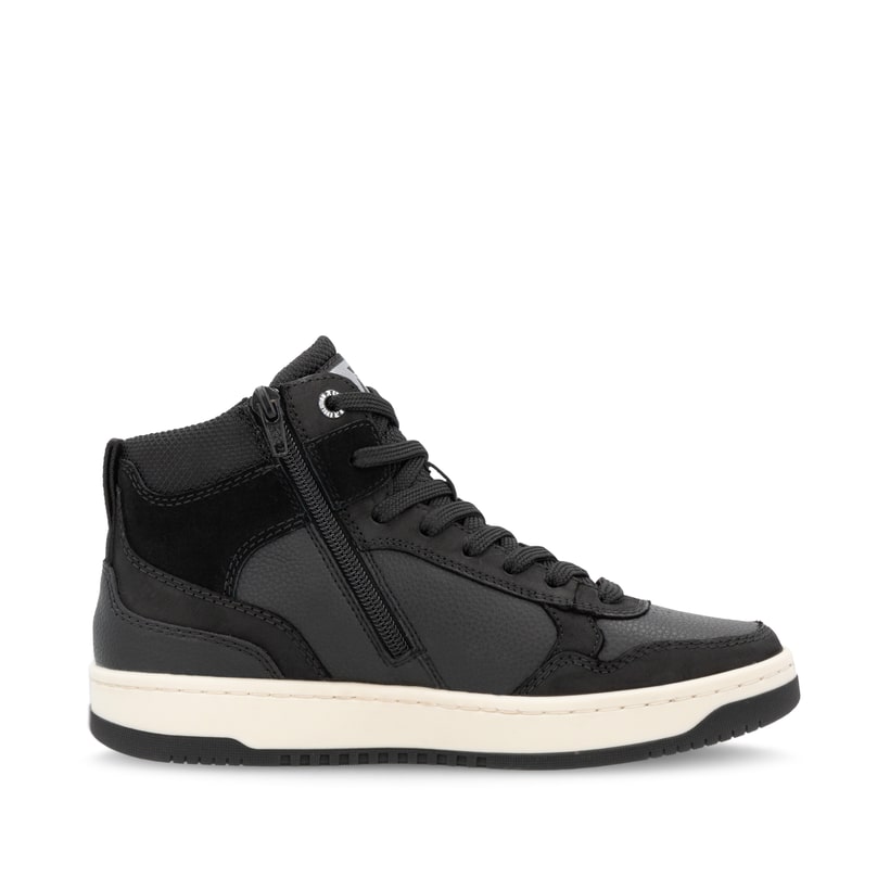 Baskets montantes Rieker noires pour femme W1970-00. Intérieur de la chaussure.