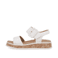 Weiße Rieker Damen Riemchensandalen W0800-80 mit einer Plateausohle. Schuh Außenseite.