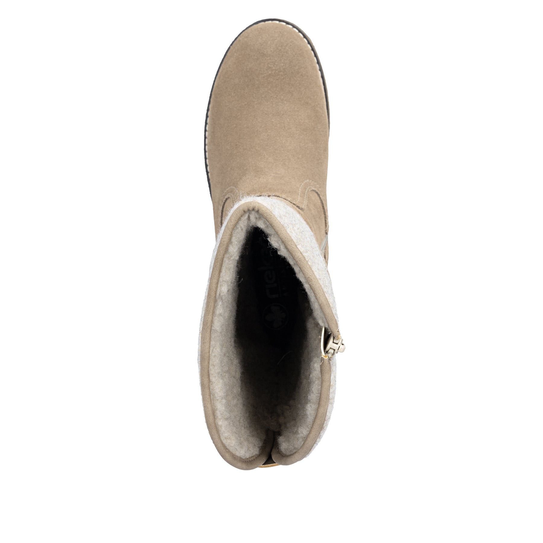 Beige Rieker Damen Hochschaftstiefel Y8153-64 aus Rauleder. Schuh von oben.