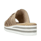 Beige Rieker Damen Pantoletten V0297-62 mit der schmalen Passform E 1/2. Schuh von hinten.