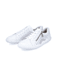 Weiße Rieker Damen Schnürschuhe 52824-80, Barfußschuhe mit runden Ziernähten. Schuhpaar seitlich schräg.
