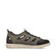 Grüne Rieker Herren Slipper 08665-54 mit Gummischnürung sowie Ziernähten. Schuh Innenseite.